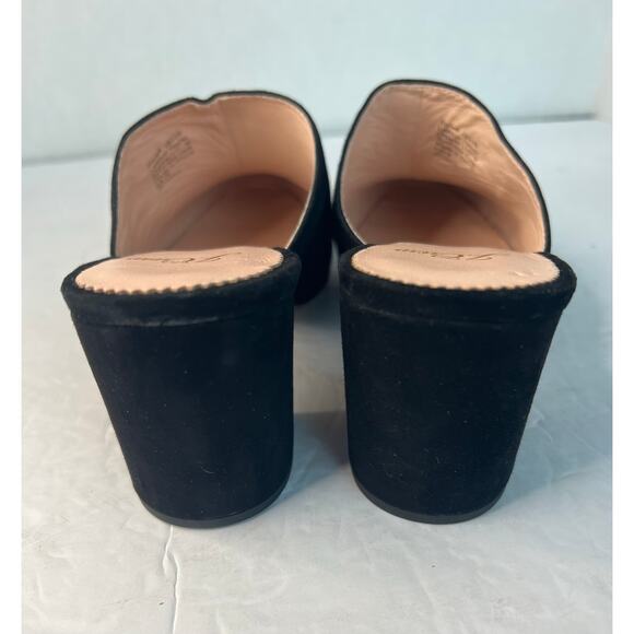 J. Crew Black Suede Block Heel Slip On Leather Insoles Mule Clog Shoes Sz 8 - Picture 7 of 11